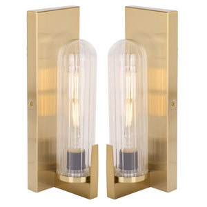 Safavieh Nicola, Elegant Metal/Glass Wall Sconce Set Of 2 - Illuminate Your Home With Timeless Style & Warmth Brass Metal Body ,Glass Shade Scn7002b-set2