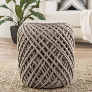 Jaipur Living Jaipur Living Guna Felted Wool Cylinder Pouf Scandinavian Textured Footrest Accent Seat Gray POF100139