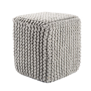 Jaipur Living Jaipur Living Braided Felted Wool Pouf Cuboid Footrest for Scandinavian Neutral Rooms POF100140