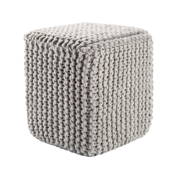 Jaipur Living Jaipur Living Braided Felted Wool Pouf Cuboid Footrest for Scandinavian Neutral Rooms POF100140