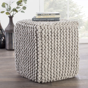 Jaipur Living Jaipur Living Braided Felted Wool Pouf Cuboid Footrest for Scandinavian Neutral Rooms POF100140
