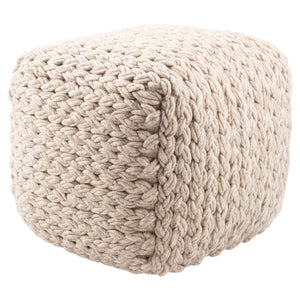 Jaipur Living Jaipur Living Hand Braided Wool Cube Pouf Scandinavian Neutral Footrest Accent POF100200