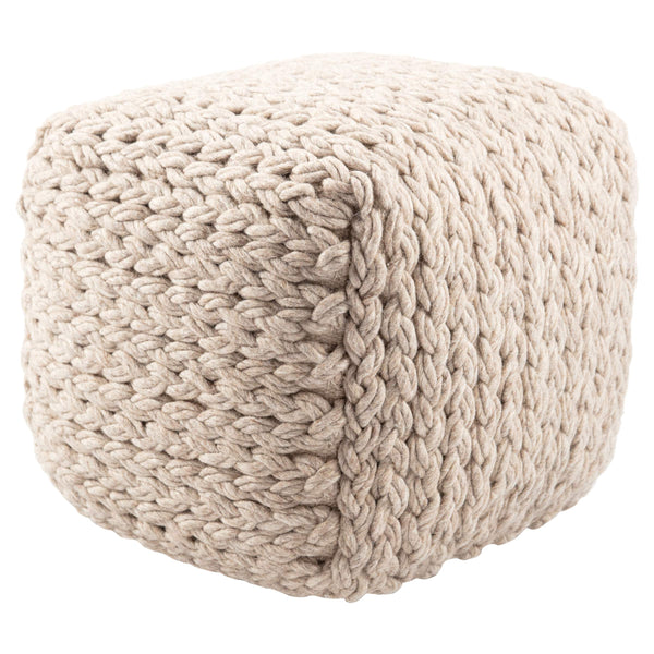 Jaipur Living Jaipur Living Hand Braided Wool Cube Pouf Scandinavian Neutral Footrest Accent POF100200