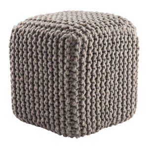 Jaipur Living Jaipur Living Braided Felted Wool Cuboid Pouf Scandinavian Neutral Gray Footrest POF100442