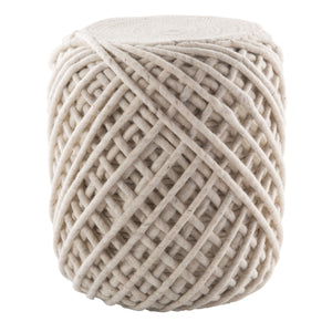 Jaipur Living Jaipur Living Guna Felted Wool Cylinder Pouf Scandinavian Textured Footrest Accent Seat White POF100441