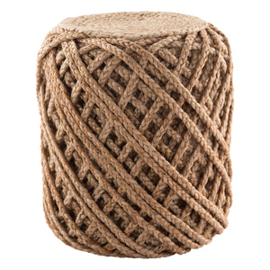 Jaipur Living Jaipur Living Hand Braided Jute Cylinder Pouf Coastal Bohemian Accent Seating POF100443