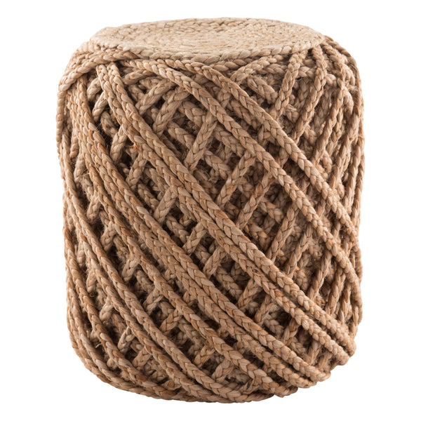 Jaipur Living Jaipur Living Hand Braided Jute Cylinder Pouf Coastal Bohemian Accent Seating POF100443