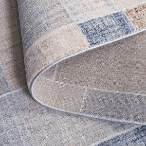 Safavieh Scarlett Area Rug - Contemporary Runner Design In Elegant Shades, Perfect For High Traffic Spaces Beige ,Blue Brown 64% Polyester  36% Cotton Sct402b-5