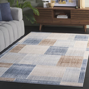 Safavieh Scarlett Area Rug - Contemporary Runner Design In Elegant Shades, Perfect For High Traffic Spaces Beige ,Blue Brown 64% Polyester  36% Cotton Sct402b-5
