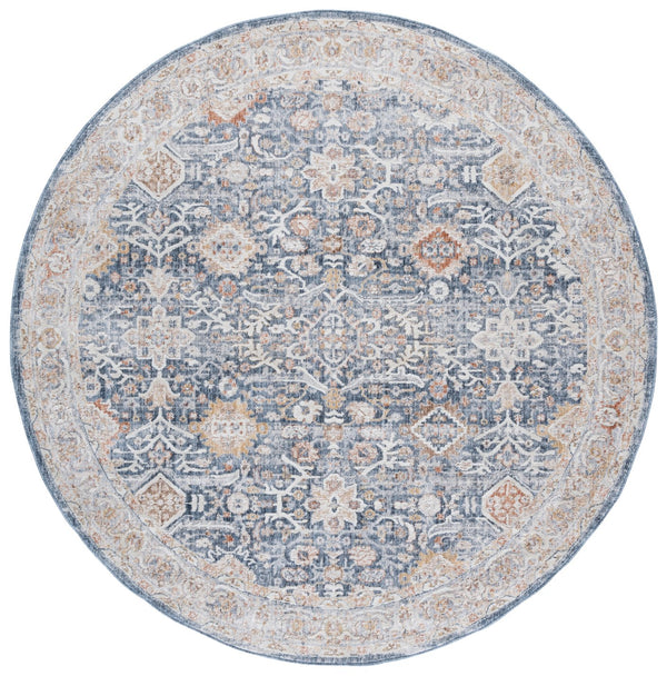Safavieh Scarlett Luxurious Transitional Area Rug - Elegant Design For Timeless Home Décor And Comfort Blue ,Ivory Rust 64% Polyester  36% Cotton Sct406m-7r