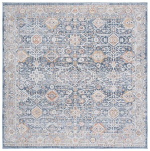 Safavieh Scarlett Luxurious Transitional Area Rug - Elegant Design For Timeless Home Décor And Comfort Blue ,Ivory Rust 64% Polyester  36% Cotton Sct406m-7sq