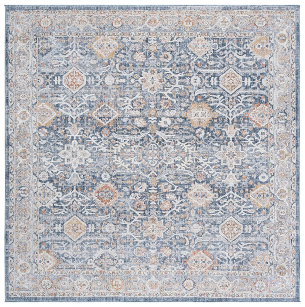 Safavieh Scarlett Luxurious Transitional Area Rug - Elegant Design For Timeless Home Décor And Comfort Blue ,Ivory Rust 64% Polyester  36% Cotton Sct406m-7sq