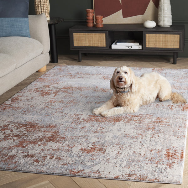 Safavieh Scarlett Contemporary Area Rug - Luxurious Light Grey And Ivory Design For Modern Interiors Light Grey ,Ivory Rust 64% Polyester  36% Cotton Sct408f-8