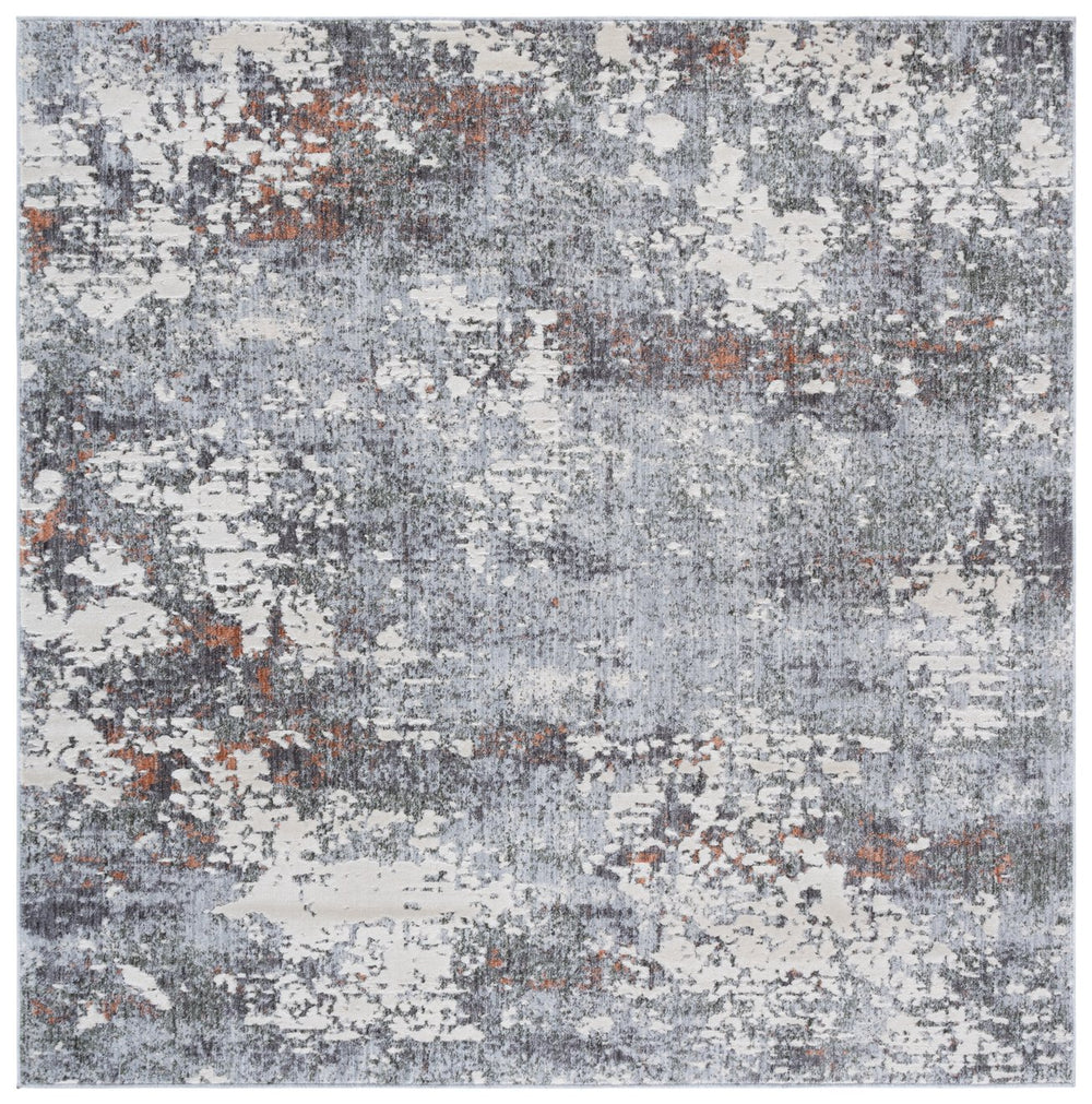 Safavieh Scarlett Modern Turkish Area Rug - Plush Power-loomed Design For Sophisticated Hallway Décor Grey ,Ivory Rust 64% Polyester  36% Cotton Sct408h-7sq