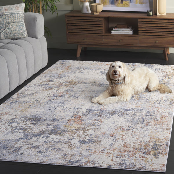 Safavieh Scarlett Modern Turkish Area Rug - Plush Power-loomed Design For Sophisticated Hallway Décor Blue ,Ivory Rust 64% Polyester  36% Cotton Sct408m-5