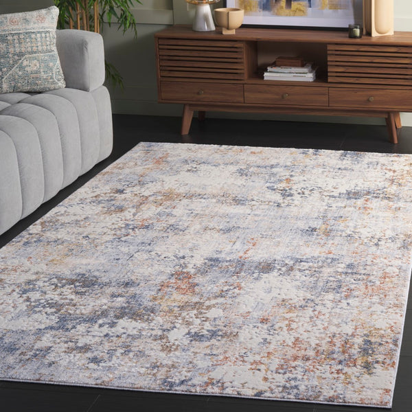 Safavieh Scarlett Contemporary Area Rug - Luxurious Light Grey And Ivory Design For Modern Interiors Blue ,Ivory Rust 64% Polyester  36% Cotton Sct408m-9