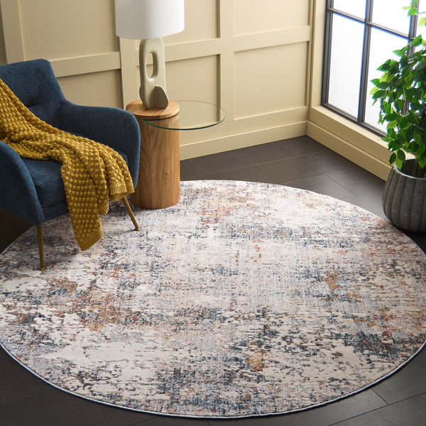 Safavieh Scarlett Modern Turkish Area Rug - Plush Power-loomed Design For Sophisticated Hallway Décor Blue ,Ivory Rust 64% Polyester  36% Cotton Sct408m-7r