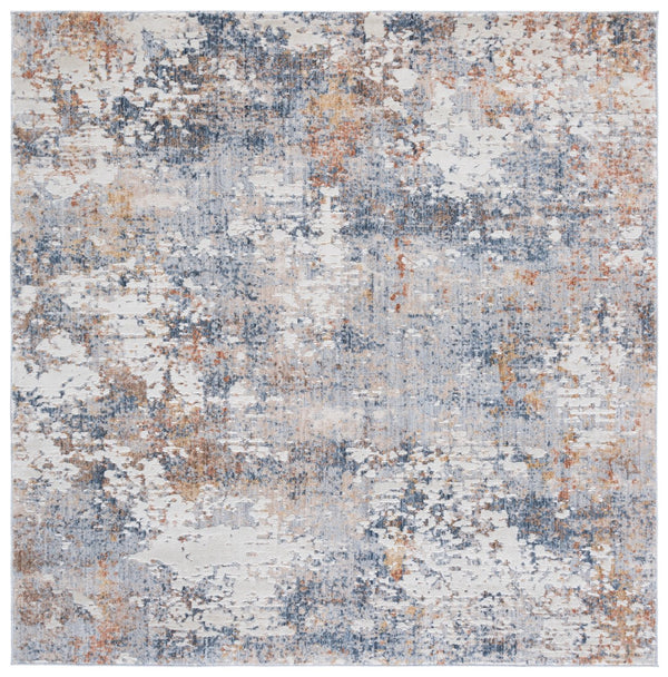 Safavieh Scarlett Modern Turkish Area Rug - Plush Power-loomed Design For Sophisticated Hallway Décor Blue ,Ivory Rust 64% Polyester  36% Cotton Sct408m-7sq