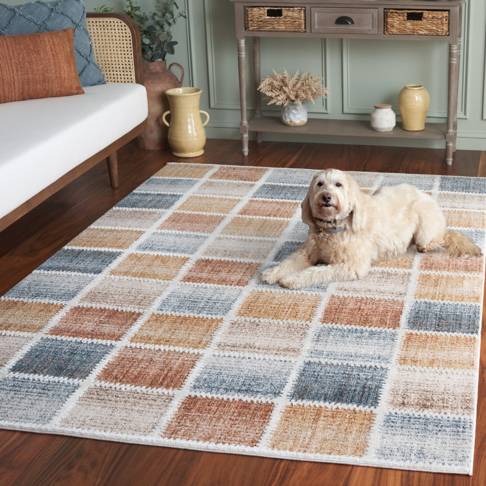Safavieh Scarlett Contemporary Area Rug – Elegant, Durable Design For A Cozy, Stylish Home Décor Upgrade Beige ,Ivory Rust 64% Polyester  36% Cotton Sct410b-8