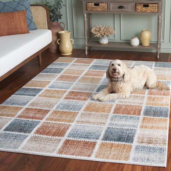 Safavieh Scarlett Contemporary Area Rug – Elegant, Durable Design For A Cozy, Stylish Home Décor Upgrade Beige ,Ivory Rust 64% Polyester  36% Cotton Sct410b-8