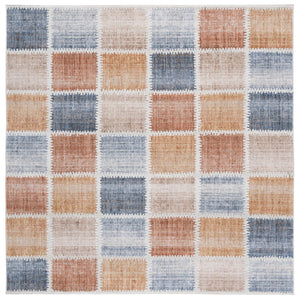 Safavieh Scarlett Contemporary Runner Rug - Stylish Turkish Design For Hallways, Durable & Elegant Home Accent Beige ,Ivory Rust 64% Polyester  36% Cotton Sct410b-7sq