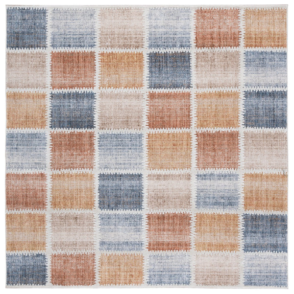 Safavieh Scarlett Contemporary Runner Rug - Stylish Turkish Design For Hallways, Durable & Elegant Home Accent Beige ,Ivory Rust 64% Polyester  36% Cotton Sct410b-7sq