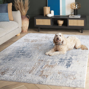 Safavieh Scarlett Modern Area Rug Runner - Stylish Power-loomed Design For Hallways - Durable & Chic Decor Blue ,Ivory Beige 64% Polyester  36% Cotton Sct412m-5