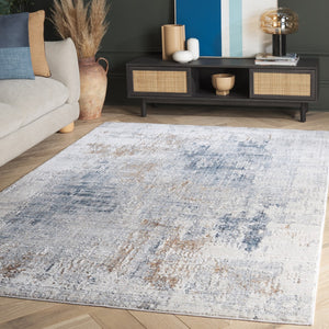 Safavieh Scarlett Area Rug - Chic Contemporary Design, Durable Power-loomed Construction, Elegant Style Blue ,Ivory Beige 64% Polyester  36% Cotton Sct412m-8