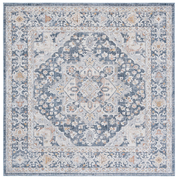 Safavieh Scarlett Runner Area Rug - Elegant Transitional Design, Plush Comfort, Durable & Timeless Craftsmanship Navy ,Ivory Rust 64% Polyester  36% Cotton Sct418n-7sq