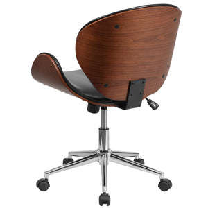 English Elm Tana Mid-Back Conference Chair with Walnut Frame, Ergonomic Design for Comfort & Professional Style Black LeatherSoft/Walnut Frame SD-SDM-2240-5-BK-GG