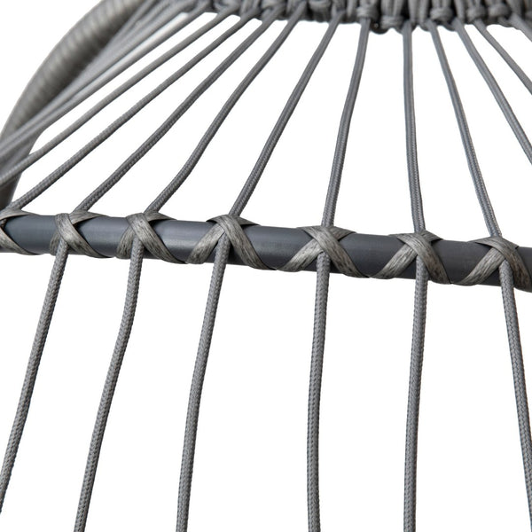 English Elm Cleo Patio Hanging Egg Chair - Boho Wicker Hammock with Plush Cushions & Sturdy C-Style Stand Gray SDA-AD608001-GY-GG