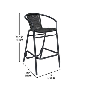 English Elm Lila Commercial Grade Indoor-Outdoor Barstool with Durable Aluminum Frame for Restaurants & Patios Black SDA-AD632032R-BK-GG