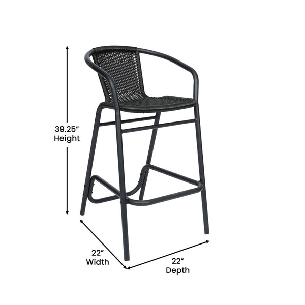 English Elm Lila Commercial Grade Indoor-Outdoor Barstool with Durable Aluminum Frame for Restaurants & Patios Black SDA-AD632032R-BK-GG
