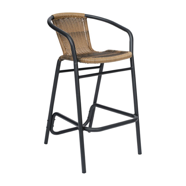 English Elm Lila Commercial Grade Indoor-Outdoor Barstool with Durable Aluminum Frame for Restaurants & Patios Medium Brown SDA-AD632032R-DK-BN-GG