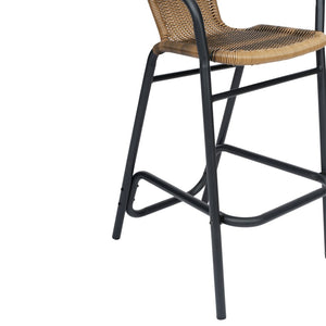 English Elm Lila Commercial Grade Indoor-Outdoor Barstool with Durable Aluminum Frame for Restaurants & Patios Medium Brown SDA-AD632032R-DK-BN-GG