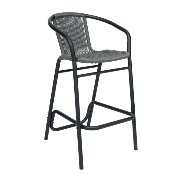 English Elm Lila Commercial Grade Indoor-Outdoor Barstool with Durable Aluminum Frame for Restaurants & Patios Gray SDA-AD632032R-GY-GG