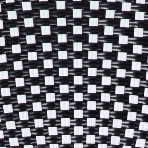 English Elm Bordeaux Indoor/Outdoor Bistro Set - Commercial-Grade 31.5" Table with 2 Stackable Chairs for Dining Black & White Rattan/Natural Frame SDA-AD641012-80-2001-BKWH-NAT-GG