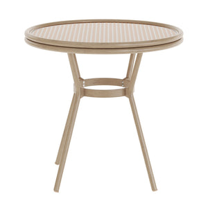 English Elm Lourdes Indoor/Outdoor Bistro Table - Stylish PE Rattan, Tempered Glass Top, Durable Aluminum Frame Natural & White Rattan/Light Natural Frame 31.5" Round SDA-AD641012-80-NATWH-LTNAT-GG