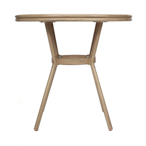 English Elm Lourdes Indoor/Outdoor Bistro Table - Stylish PE Rattan, Tempered Glass Top, Durable Aluminum Frame Natural & White Rattan/Light Natural Frame 31.5" Round SDA-AD641012-80-NATWH-LTNAT-GG