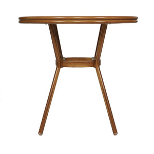 English Elm Lourdes Indoor/Outdoor Bistro Table - Stylish PE Rattan, Tempered Glass Top, Durable Aluminum Frame White & Navy Rattan/Natural Frame 31.5" Round SDA-AD641012-80-WHNVY-NAT-GG