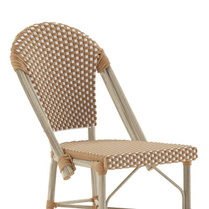 English Elm Lourdes Stackable Bistro Barstool – Durable Indoor/Outdoor Seating for Restaurants and Patios Natural & White/Light Natural Frame SDA-AD642001-F-BS-NATWH-LTNAT-GG