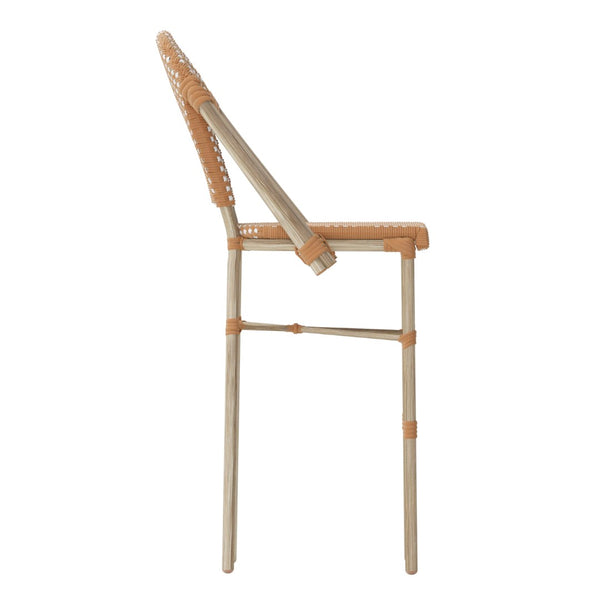 English Elm Lourdes Stackable Bistro Barstool – Durable Indoor/Outdoor Seating for Restaurants and Patios Natural & White/Light Natural Frame SDA-AD642001-F-BS-NATWH-LTNAT-GG