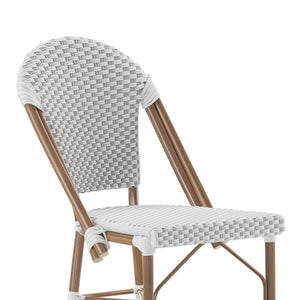 English Elm Lourdes Stackable Bistro Counter Stool - Elegant Indoor/Outdoor Seating, Commercial-Grade Comfort White & Gray/Natural Frame SDA-AD642001-F-CS-WHGY-NAT-GG