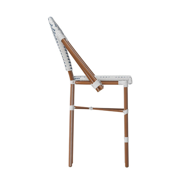 English Elm Lourdes Stackable Bistro Counter Stool - Elegant Indoor/Outdoor Seating, Commercial-Grade Comfort White & Navy/Natural Frame SDA-AD642001-F-CS-WHNVY-NAT-GG