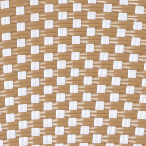 English Elm Lourdes Indoor/Outdoor Commercial Bistro Stacking Chair with Durable PE Rattan and Bamboo Print Frame Natural & White/Light Natural Frame SDA-AD642001-F-NATWH-LTNAT-GG