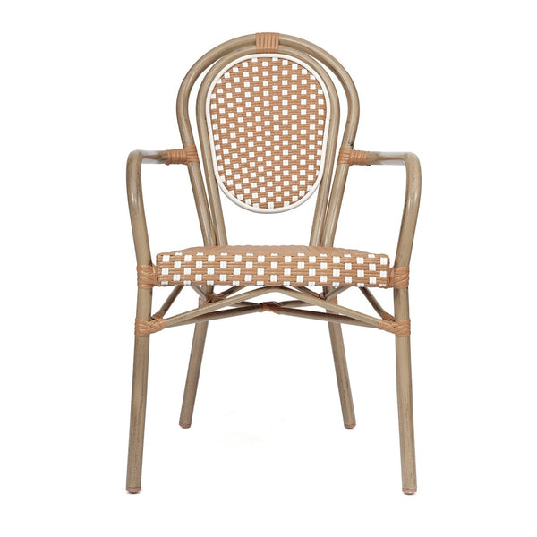 English Elm Lourdes Thonet-Style Bistro Chair - Stackable Indoor/Outdoor Seating for Commercial and Residential Use Natural & White/Light Natural Frame SDA-AD642002A-NATWH-LTNAT-GG