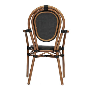 English Elm Marseille Bistro Stacking Chair - Commercial-Grade Indoor/Outdoor Comfort with Bamboo Print Frame Black/Natural Frame SDA-AD642002A-TXT-BK-NAT-GG