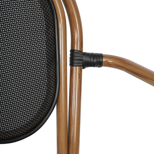 English Elm Marseille Bistro Stacking Chair - Commercial-Grade Indoor/Outdoor Comfort with Bamboo Print Frame Black/Natural Frame SDA-AD642002A-TXT-BK-NAT-GG