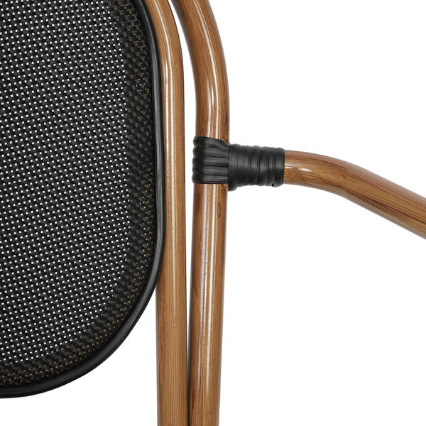 English Elm Marseille Bistro Stacking Chair - Commercial-Grade Indoor/Outdoor Comfort with Bamboo Print Frame Black/Natural Frame SDA-AD642002A-TXT-BK-NAT-GG