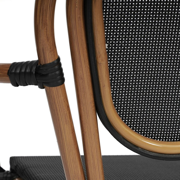 English Elm Marseille Bistro Stacking Chair - Commercial-Grade Indoor/Outdoor Comfort with Bamboo Print Frame Black/Natural Frame SDA-AD642002A-TXT-BK-NAT-GG